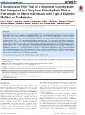 Cover page: A randomized pilot trial of a moderate carbohydrate diet compared to a very low carbohydrate diet in overweight or obese individuals with type 2 diabetes mellitus or prediabetes.