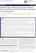 Cover page: Epitope analysis following active immunization with tau proteins reveals immunogens implicated in tau pathogenesis.