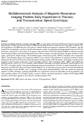 Cover page: Multidimensional Analysis of Magnetic Resonance Imaging Predicts Early Impairment in Thoracic and Thoracolumbar Spinal Cord Injury