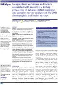 Cover page: Geographical variations and factors associated with recent HIV testing prevalence in Ghana: spatial mapping and complex survey analyses of the 2014 demographic and health surveys