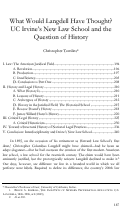 Cover page: What Would Langdell Have Thought? UC Irvine’s New Law School and the Question of History