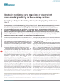 Cover page: Oxytocin mediates early experience–dependent cross-modal plasticity in the sensory cortices