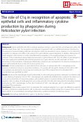 Cover page: The role of C1q in recognition of apoptotic epithelial cells and inflammatory cytokine production by phagocytes during Helicobacter pylori infection