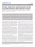 Cover page: Strains, functions and dynamics in the expanded Human Microbiome Project