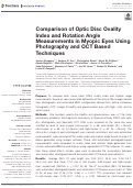 Cover page: Comparison of Optic Disc Ovality Index and Rotation Angle Measurements in Myopic Eyes Using Photography and OCT Based Techniques