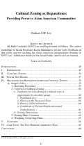 Cover page: Cultural Zoning as Reparations: Providing Power to Asian American Communities