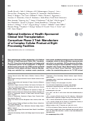 Cover page: National Institutes of Health–Sponsored Clinical Islet Transplantation Consortium Phase 3 Trial: Manufacture of a Complex Cellular Product at Eight Processing Facilities