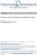 Cover page: The Once and Future Relevance of Medieval Studies