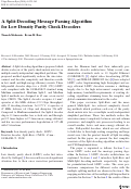 Cover page: A Split-Decoding Message Passing Algorithm for Low Density Parity Check Decoders