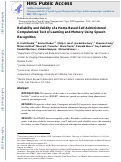 Cover page: Reliability and Validity of a Home-Based Self-Administered Computerized Test of Learning and Memory Using Speech Recognition