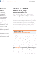 Cover page: Editorial: Global urban biodiversity and the importance of scale