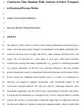 Cover page: Continuous time random walk analysis of solute transport in fractured porous media