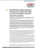 Cover page: Identification of gene signature for treatment response to guide precision oncology in clear-cell renal cell carcinoma