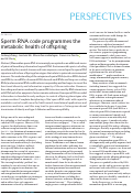 Cover page: Sperm RNA code programmes the metabolic health of offspring