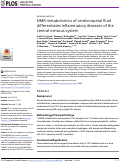 Cover page: NMR metabolomics of cerebrospinal fluid differentiates inflammatory diseases of the central nervous system