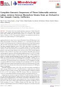 Cover page: Complete Genomic Sequences of Three Salmonella enterica subsp. enterica Serovar Muenchen Strains from an Orchard in San Joaquin County, California