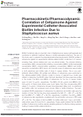 Cover page: Pharmacokinetic/Pharmacodynamic Correlation of Cefquinome Against Experimental Catheter-Associated Biofilm Infection Due to Staphylococcus aureus