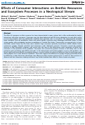 Cover page: Effects of Consumer Interactions on Benthic Resources and Ecosystem Processes in a Neotropical Stream