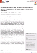 Cover page: Experimental Evidence that Stochasticity Contributes to Bacterial Composition and Functioning in a Decomposer Community