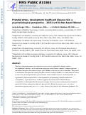 Cover page: Prenatal stress, development, health and disease risk: A psychobiological perspective—2015 Curt Richter Award Paper