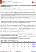 Cover page: Additional Draft Genome Sequences of Escherichia coli Strains Isolated from Septic Patients.