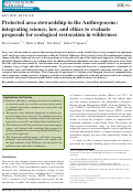 Cover page: Protected area stewardship in the Anthropocene: integrating science, law, and ethics to evaluate proposals for ecological restoration in wilderness