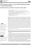 Cover page: The Long Haul to Surgery: Long COVID Has Minimal Burden on Surgical Departments.