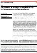 Cover page: Dimensions of wisdom perception across twelve countries on five continents.