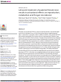 Cover page: Letrozole treatment of pubertal female mice results in activational effects on reproduction, metabolism and the gut microbiome