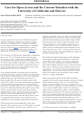 Cover page: Case for Open Access and the Current Situation with the University of California and Elsevier