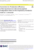 Cover page: Correction to: Production efficiency of the bacterial non-ribosomal peptide indigoidine relies on the respiratory metabolic state in S. cerevisiae