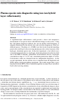 Cover page: Plasma species mix diagnostic using ion?ion hybrid layer reflectometry