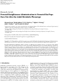 Cover page: Prenatal Rosiglitazone Administration to Neonatal Rat Pups Does Not Alter the Adult Metabolic Phenotype