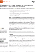 Cover page: Evaluating Nuclear Forensic Signatures for Advanced Reactor Deployment: A Research Priority Assessment