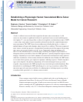 Cover page: Establishing a Physiologic Human Vascularized Micro-Tumor Model for Cancer Research.