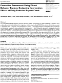 Cover page: Formative Assessment Using Direct Behavior Ratings: Evaluating Intervention Effects of Daily Behavior Report Cards