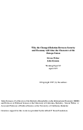 Cover page: Why the Changed Relation Between Security and Economy will Alter the Character of the Europe Union