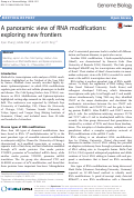 Cover page: A panoramic view of RNA modifications: exploring new frontiers