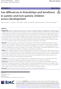 Cover page: Sex differences in friendships and loneliness in autistic and non-autistic children across development.