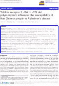 Cover page: Toll-like receptor 2 -196 to -174 del polymorphism influences the susceptibility of Han Chinese people to Alzheimer's disease