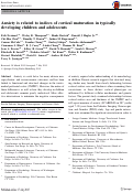 Cover page: Anxiety is related to indices of cortical maturation in typically developing children and adolescents