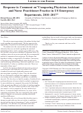 Cover page: Response to Comment on”Comparing Physician Assistant and Nurse Practitioner Practice in US Emergency Departments, 2010–2017”