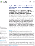 Cover page: Single-cell transcriptome analysis defines heterogeneity of the murine pancreatic ductal tree