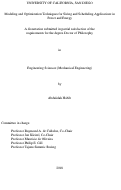 Cover page: Modeling and Optimization Techniques for Sizing and Scheduling Applications in Power and Energy