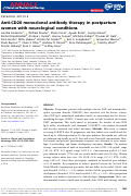 Cover page: Anti-CD20 monoclonal antibody therapy in postpartum women with neurological conditions.