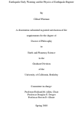 Cover page: Earthquake Early Warning and the Physics of Earthquake Rupture