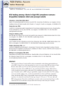 Cover page: HIV testing among clients in high HIV prevalence venues: disparities between older and younger adults