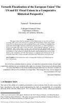 Cover page: Towards Fiscalization of the European Union? The US and EU Fiscal Unions in a Comparative Historical Perspective