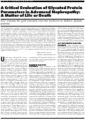 Cover page: A Critical Evaluation of Glycated Protein Parameters in Advanced Nephropathy: A Matter of Life or Death A1C remains the gold standard outcome predictor in diabetic dialysis patients