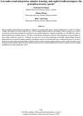 Cover page: Can audio-visual integration, adaptive learning, and explicit feedback improve theperception of noisy speech?